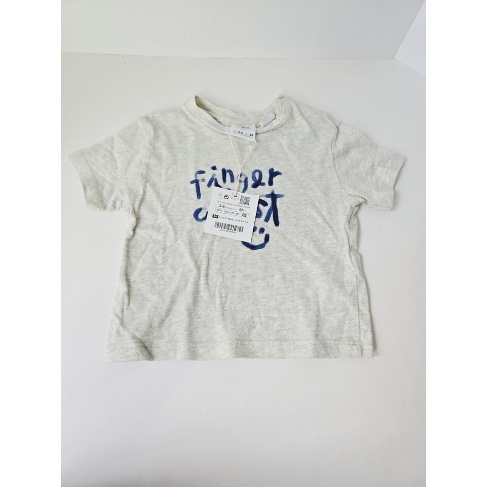 Zara Baby t shirt grey NWT sz 3-6 months Finger Artist